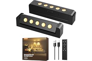 POPOIRON LED Spotlights Indoor, 5500mAh Rechargeable 300 Lumen Spot Lights Indoor, Wireless Uplights with Daily Auto Timer＆Dimmable, Picture Lights for Plants Display Painting Artwork