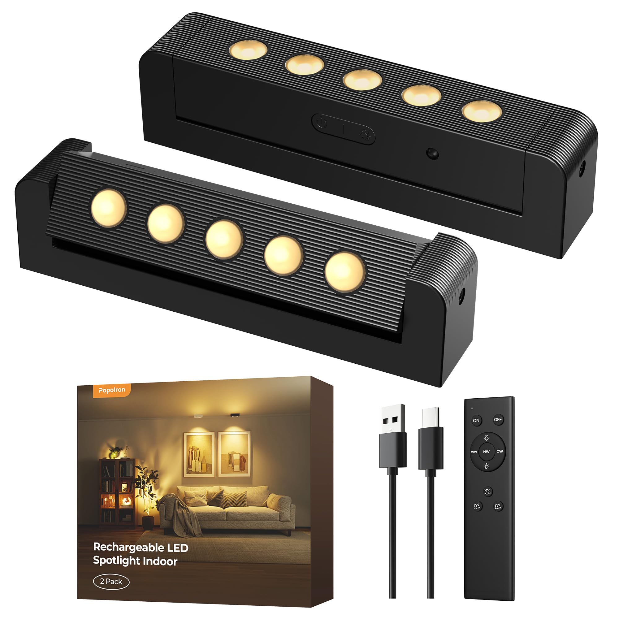 Photo 1 of LED Spotlights Indoor, 5500mAh Rechargeable 300 Lumen Spot Lights Indoor, Wireless Uplights with Daily Auto Timer?Dimmable, Picture Lights for Plants Display Painting Artwork