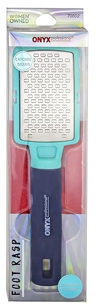 ONYX PROFESSIONAL FOOT RASP, NO MESS CALLUS REMOVER FOR FEET, INCLUDES DEBRIS CATCHER – STAINLESS STEEL FOOT SCRUBBER DEAD SKIN REMOVER, LIGHTWEIGHT CALLUS SHAVER FOR FEET, FOOT FILE, PEDICURE