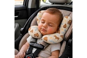Almofada Pescoço Bebê Apoio De Cabeça Cervical, Protetor Bebê Conforto, Carrinho, Cadeirinha Segurança, Travesseiro Bebê Anatômico Antialérgico 100% Algodão Macio Premium (Capivara Amarela)