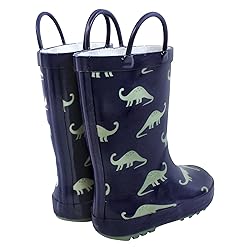Hudson Baby Kids Rain Boots, Navy Sage Dino, 6 US