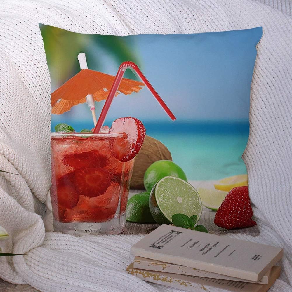 Amazon Com Starofeb Throw Pillow Covers Polyester Refreshment Fruit Cocktail On Beach Water Cuisine Food Mohito Party Syrup Drink Cold Objects Glass Decorative Soft Cushion Case Chair Couch Home 16x16 Inch Home