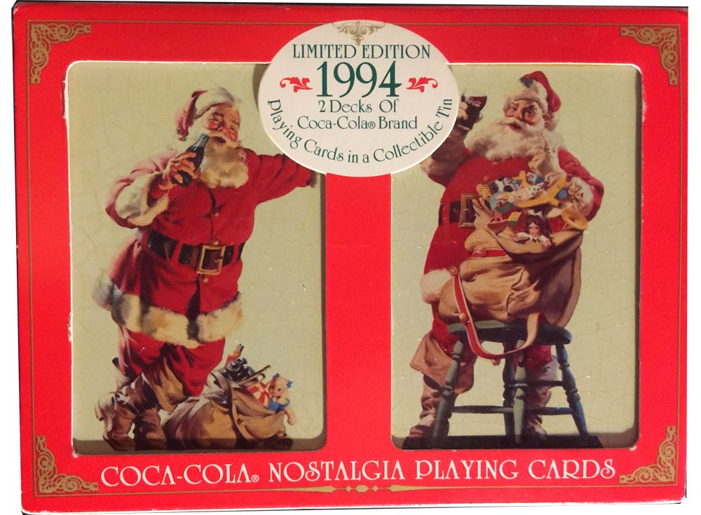 1994 Limited Edition Coca-Cola Nostalgia Christmas Santa Playing Cards in Collectible Tin