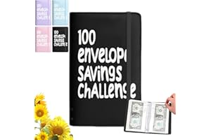 100 Envelopes Money Saving Challenge, A5 Money Saver Budget Binder Book with Pouches, Waterproof PU SavingBudget Planner, 100