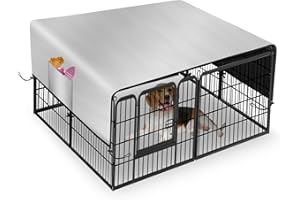 Kovshuiwe Dog Playpen Cover, 600D Oxford Cloth, Pet Fence Cover Fits 24/32/40/45/50" Panels Playpen, Top Sunshade of Dog House Fence Cover, Providing Shade and Rain Protection for Outdoor Dogs