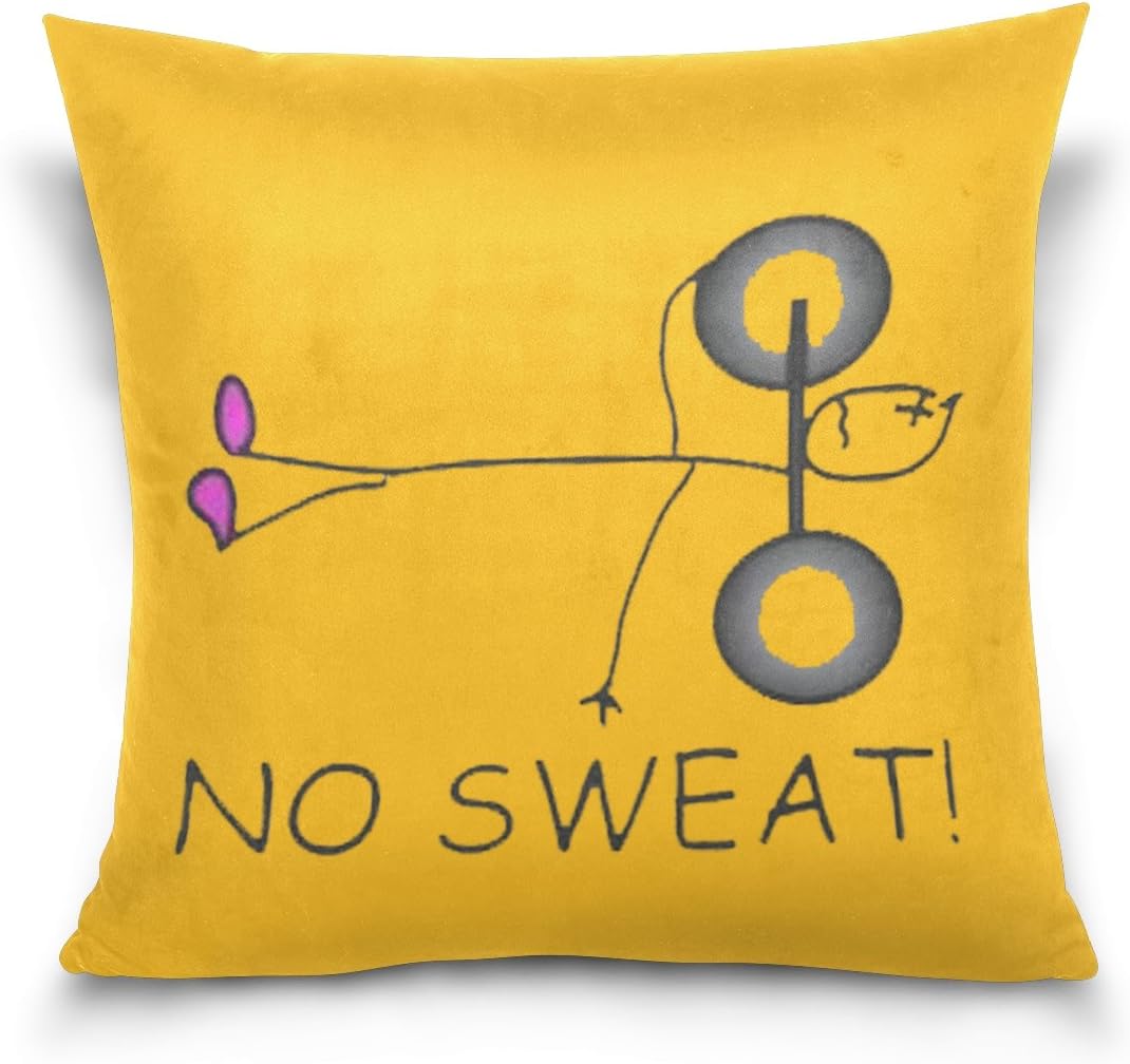 Amazon Com Ggq No Sweat Funny Stick Figure Cotton Wool Throw Pillow Covers 16 X 16 18 X 18 X Inch For Your Home Offic Playroom Kids Room Club Bar And Others Home Kitchen