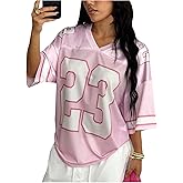 BEAUDRM Women's Y2k Jersey Shirts Number Graphic Tees Oversized T Shirt Football Jersey Streetwear
