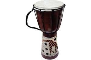 STONEAGE ARTS Djembe Drum Sand Blasted Unique Effect African Inspired Hand Made Decor Coastal Beach Giraffe Accent Music For Beginners Kids And Adults Also An Awesome Gifting Idea (16 inch, Giraffe)