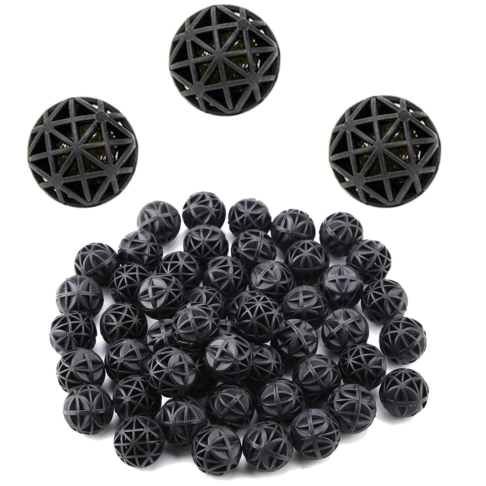 Ieron 50 Pcs Bio Porous Filter 26mm Biochemical Ball Water Filter Material with Cotton for Fish Tank Pond Aquarium Waterfall Fountain
