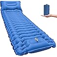 Depotner Sleeping Pad for Camping, Backpacking Self Inflating Sleeping Pad Ultra Lightweight, Air Inflatable Foldable Camp Hiking Sleep Mat for Outdoor Tent 4 inch Thick, Navy Blue