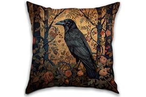 RBAFAO William Morris Inspired Abstract Vintage Floral Design Throw Pillow Covers Home Decor Art Pillowcase Cushion Cover for Bed Sofa Living Room, Car Indoor and Outdoor (Black Crow, 18x18inches)