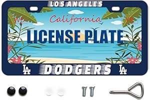 BOARLIDA Dodgers License Plate Frame Los Angeles Baseball Team Stainless Steel Car License Plate Cover for Men Women Fans 12 X 6 Inch