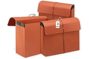 VZCPYTPM 3 Packs Expanding File Pockets with Flap,Heavy Duty Expandable Folder Bag,Expanding File Folder, Elastic Cord Closure,Accordion File Organizer for Office,School,Home,Letter Size Kraft