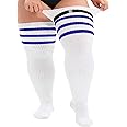 Zando Plus Size Thigh High Socks Extra Long Leg Warmers Over Knee Thick Socks Chunky Knit Thigh High Stockings for Women
