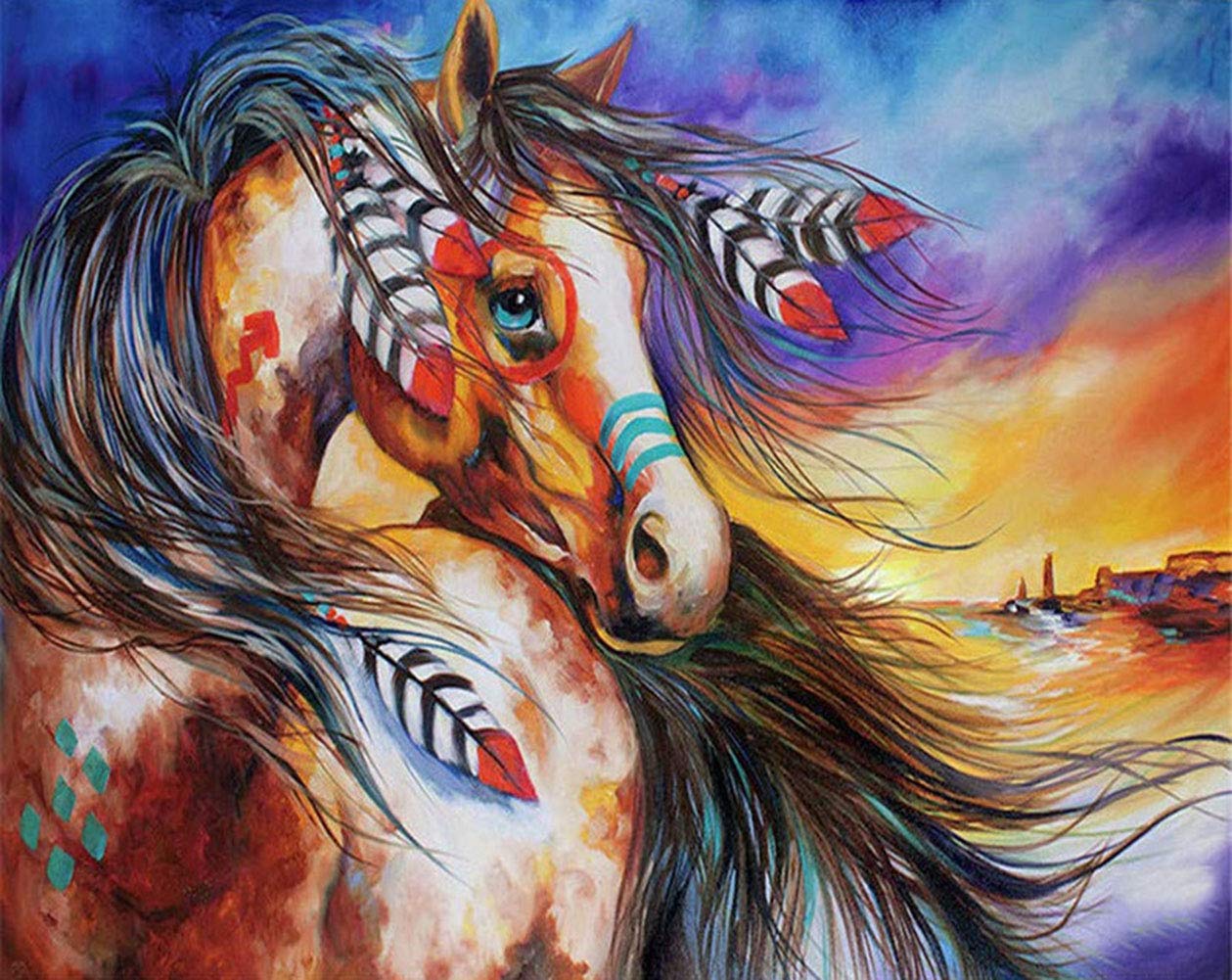 DIY Paint by Numbers for Adults Children, ABEUTY Horse Animal 16x20 inches Number Painting Art Therapy