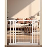 keny 29"-42.5" Baby Gate for Stairs, Auto Close Safety Dog Gate | Pressure Mounted Easy Walk Through Pet Gate for Doorways, Durable Stair Gate, 30" Tall, White