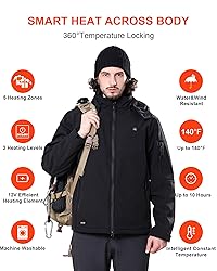 DEWBU Soft Shell Heated Jacket for Men with 12V