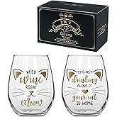 Cat Wine Glasses Set of 2, It's Not Drinking Alone If the Cat is Home, Fun Pet Lover Wine Glass Cat, Him, Her, Birthday, Anniversary, Retirement, Mother, Father, Christmas
