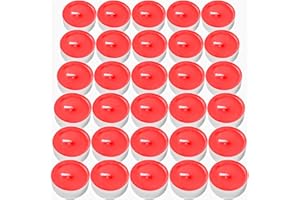 50 Pcs Tea Light Candles Red Round Tealights for Wedding Dinner Birthday Party Valentine
