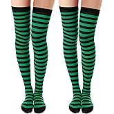 SATINIOR Mardi Gras Women Thigh High Socks Mardi Gras Striped Long Stockings Women over Knee High Socks Gifts