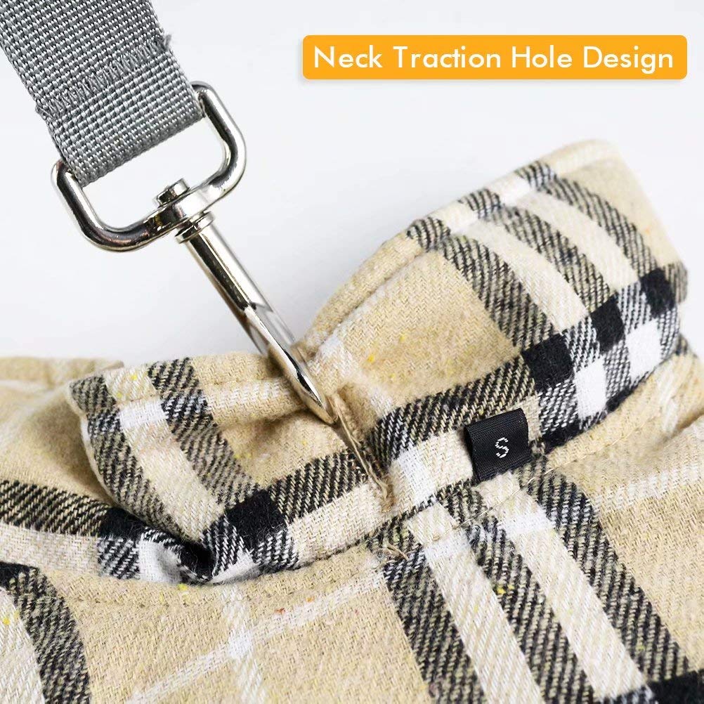 EDUPLINK Waterproof Windproof Dog Vest Winter Coat Warm Dog Apparel Cold Weather Dog Jacket Velcro Design S - XXL Better Fit for Small/Medium/Large Dogs Winter British Style Beige/Green/Red Plaid