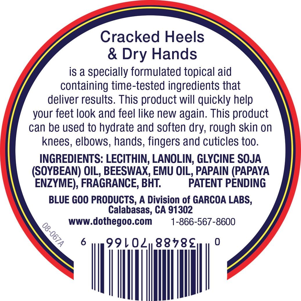 BLUE GOO Cracked Heels & Dry Hands Skin Softener for Dry Feet, Hands, Hydrating and Smoothing, Moisturizer, Dryness Relief, 2 Ounce, Made with 100% Pure EMU Oil: Health & Personal Care