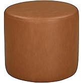 Lifestyle Solutions 19” Wentworth Ottoman Round Faux Leather Bench, Stationary Ottomans, Backless Chair, Footrest for Living 