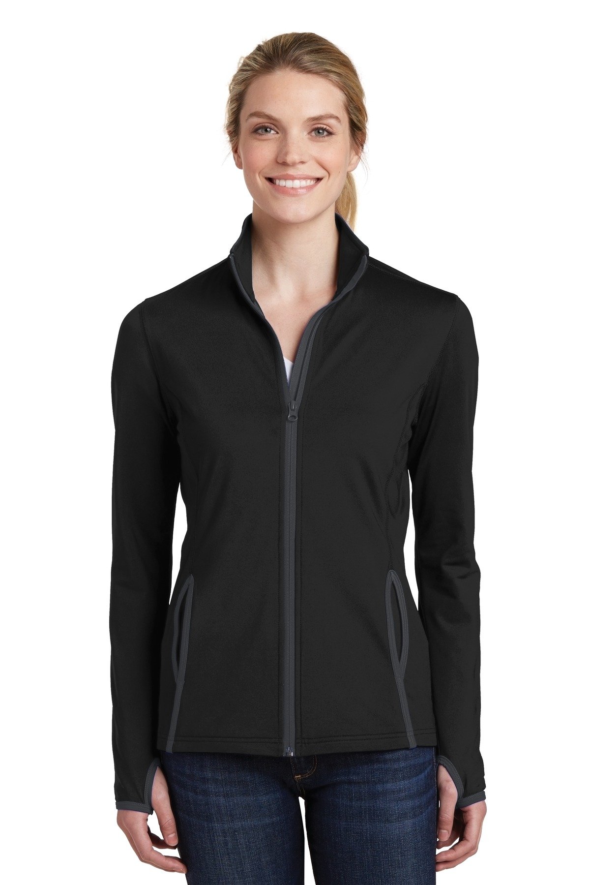 SPORT-TEKWomen's Sport-Wick Stretch Contrast Full-Zip Jacket LST853