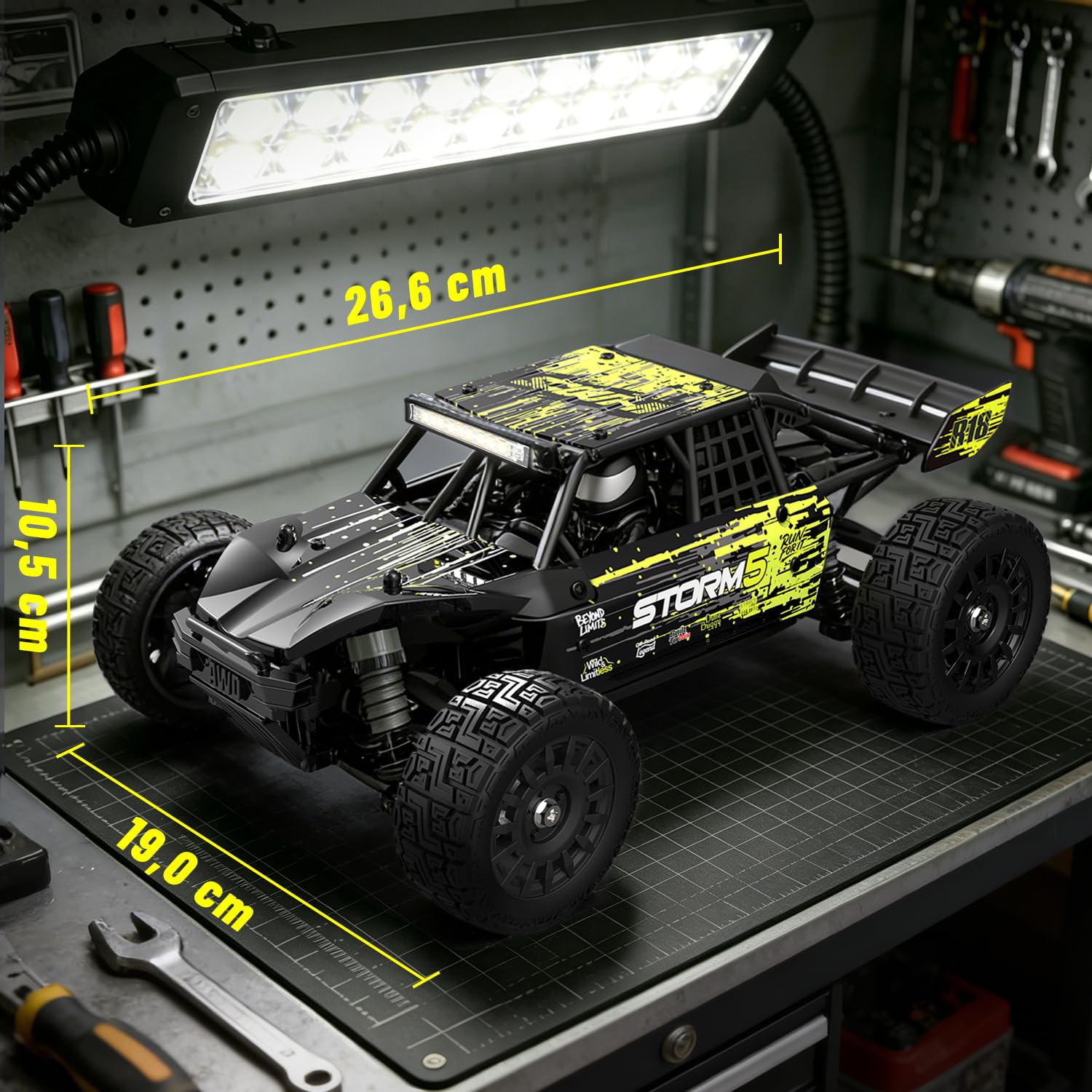 HAIBOXING 18856 1:18 4WD Ferngesteuertes Auto Offroad Monstertruck, 36 km/h Hochgeschwindigkeits RC Auto, Wasserdichter Geländewagen mit 2 Akkus, Spielzeug für Kinder und Erwachsene 4