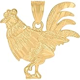 Jewels By Lux 10kt Yellow Gold Diamond-Cut Textured Unisex Rooster Animal Charm Pendant