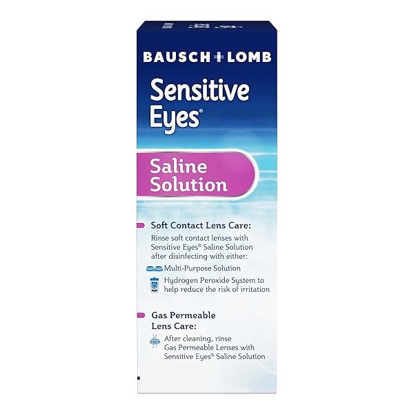 BAUSCH + LOMB SENSITIVE EYES SALINE SOLUTION, GENTLE DAILY RINSE FOR SOFT & GAS PERMEABLE CONTACT LENSES, WITH POTASSIUM, 12 FL OZ (PACK OF 2)