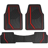 Dickies 3-Piece DuraSport Floor Mats, Heavy-Duty Mats for Cars, Trucks, SUVs &mdash; Black/Red