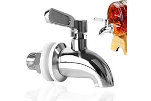 Haikole Spigot for Beverage Dispenser Stainless Steel Water Dispenser Replacement Parts,Food Grade Metal Water Spout for Drink Dispenser Stock Pot (Silver 1PCS)