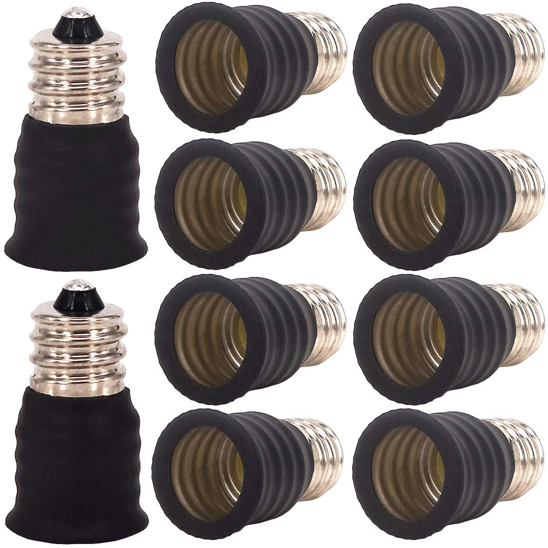 ZDCDJ 10pcs E12 Adapter E12 to E14 Lamp Base Adapter Converter, E12 to E14 Lamp Base Adapter for Incandescent, LED, Halogen Energy Saving Lamps