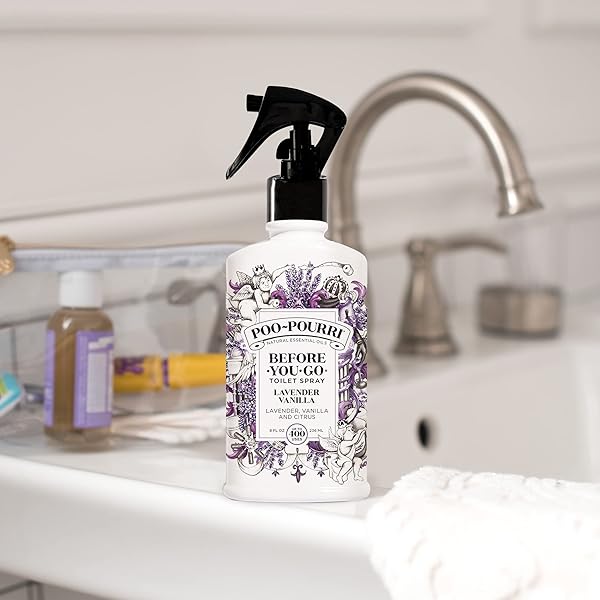 POO-POURRI BEFORE-YOU-GO 8OZ AIR & TOILET FRESHENER LAVENDER VANILLA SPRAY – INSTANTLY WORKS TO TRAP BATHROOM ODOR – PLANT BASED INGREDIENTS & ESSENTIAL OILS – WITH LAVENDER, VANILLA & CITRUS