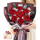 Forever Rose Flowers for Delivery, Valentines Day Gifts for Her Women, 7-Piece Red Preserved Roses Flowers Bouquet with Vase Gift Box, Long-Lasting Flower Bouquet for Women Wife Mom Valentines Day