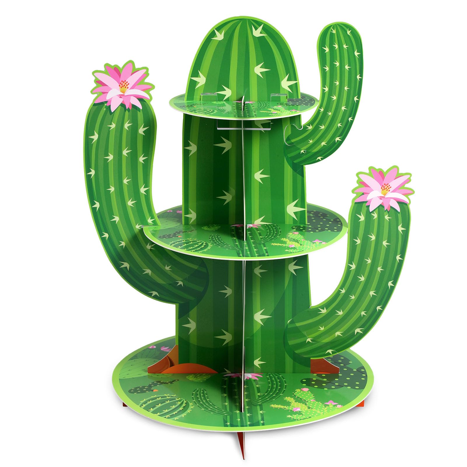 Photo 1 of Nezyo Cactus Cupcake Stand Pink and Green Cactus Party Decorations 3 Tier Taco Dessert Cupcake Stand Holder Topper Birthday Cake Decorations for Cinco De Mayo Mexican Fiesta Theme Taco Party Supplies