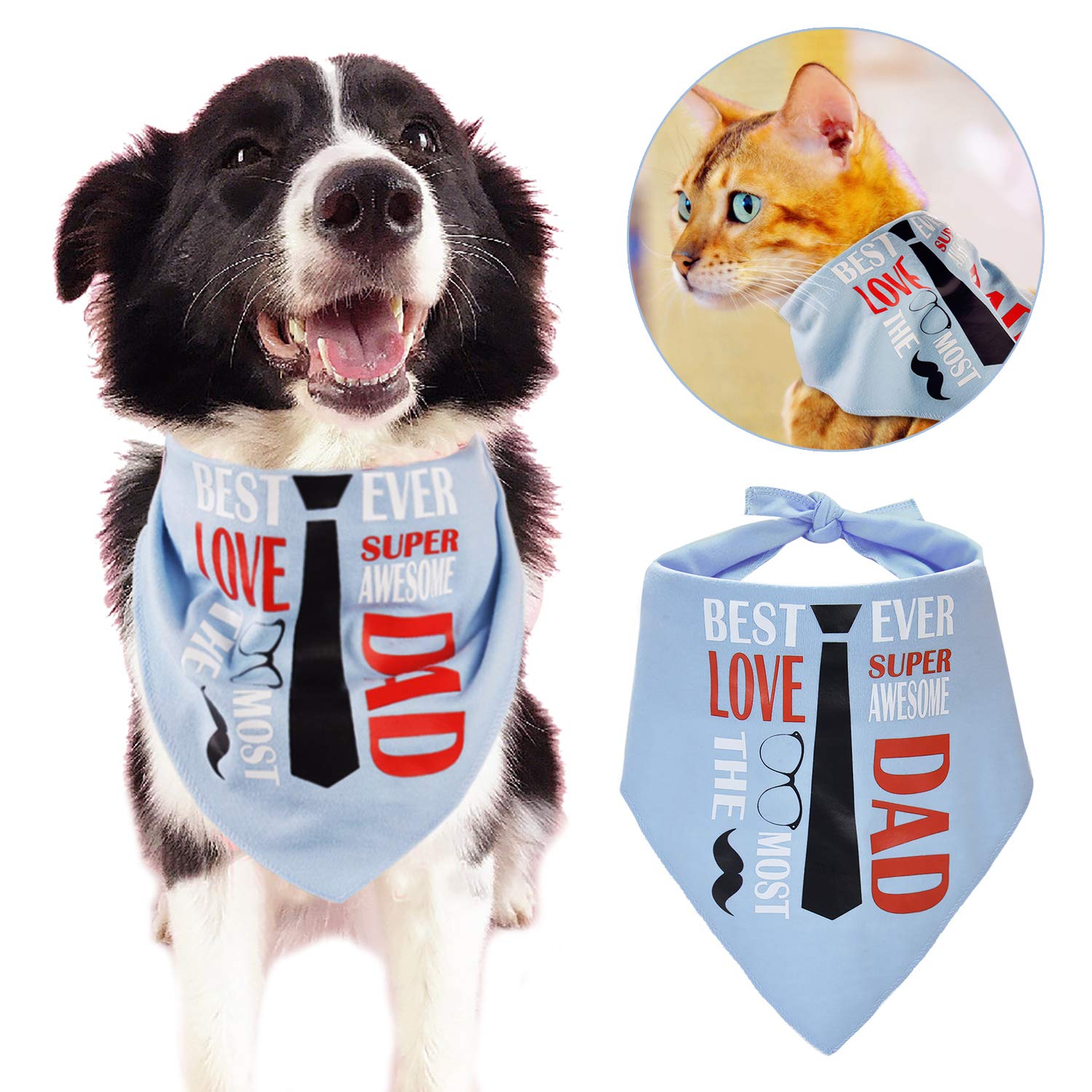 Legendog Dog Bandana Personalised Dog Bandana \'I LOVE DAD\' Theme Pet Bandana Creative Scarf Pet Bib for Medium Large Cat Dog