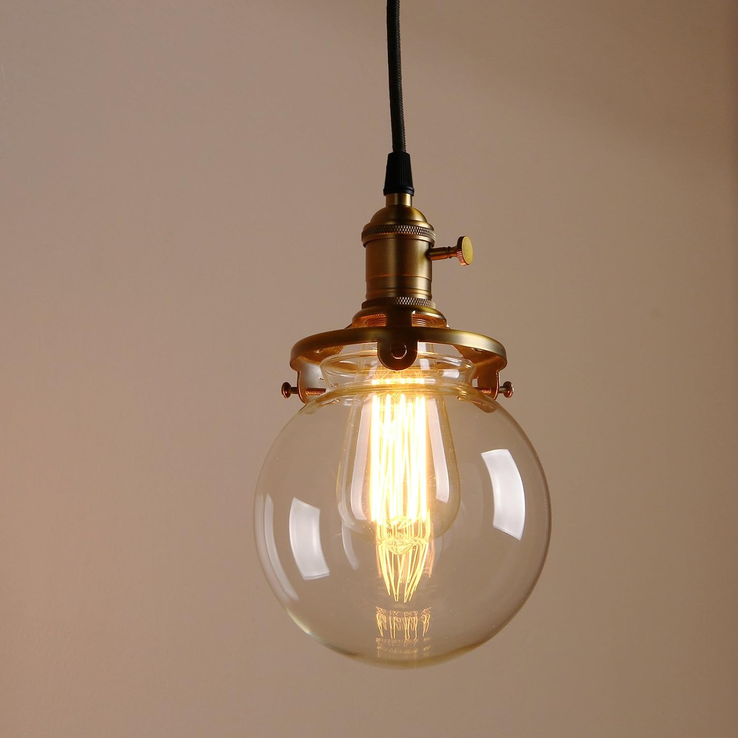 PathsOn Industrial Vintage Loft Bar Edison Ceiling Pendant Lights Fitting Chandelier Glass Globe Lampshade 3 Lights Hanging Light Fixture for Living Room Dining Room Bedroom (Antique) - Image 4