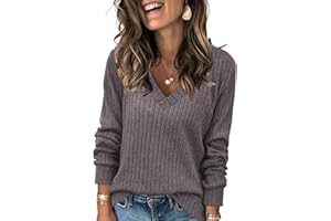 MixShe Sweaters for Women Fall Fashion 2023 Casual V Neck Sweatshirt Outfits Tops Long Sleeve Shirts Trendy Clothes Blouses