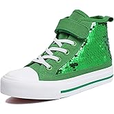 Zoroadke Kids Sparkle Sequins High Top Casual Adjustable Strap Canvas Shoes Girls and Boys Glitter Sneakers
