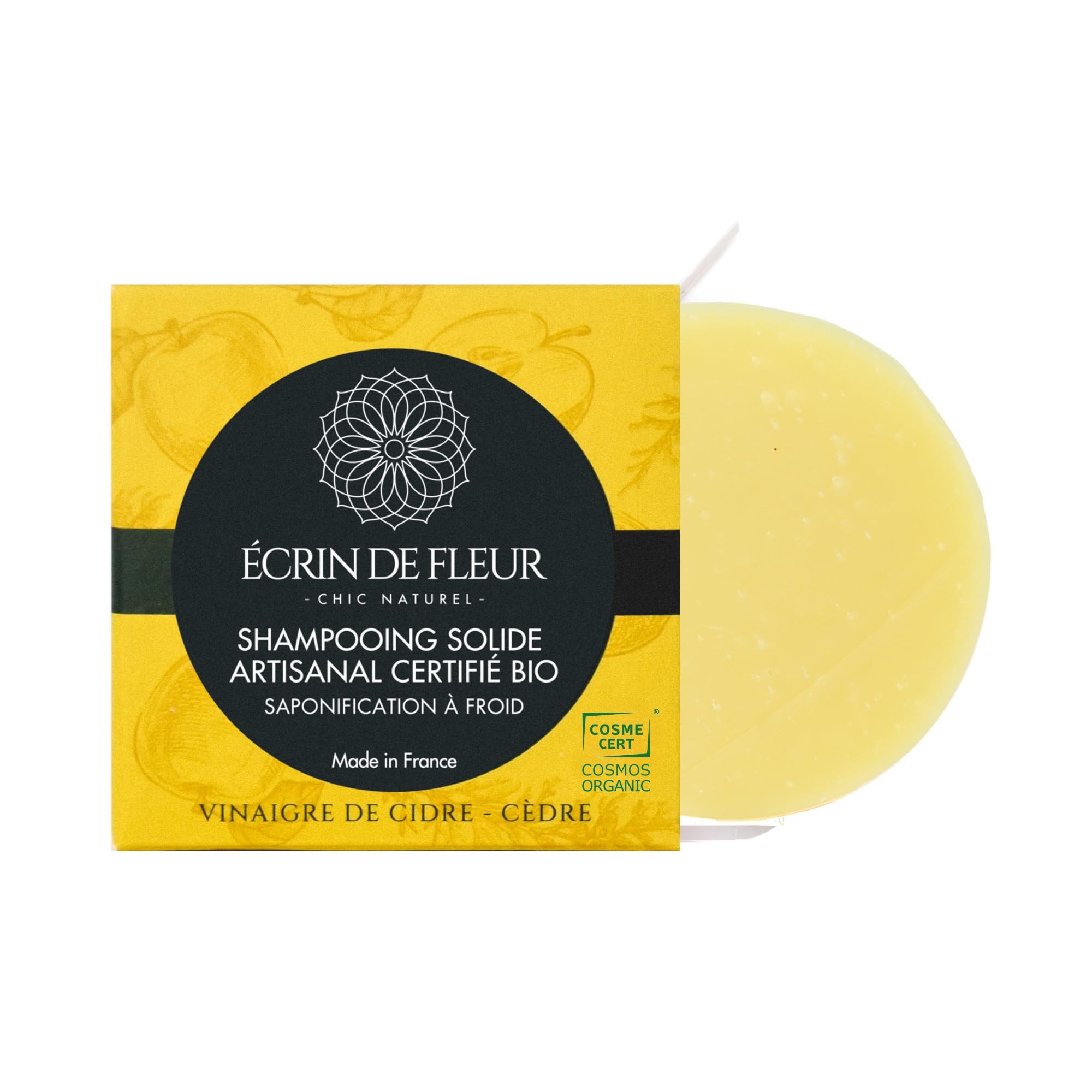 Écrin de Fleur - Apple Cider Vinegar Solid Shampoo Soap Bar, Infused with Cedar Essential Oil, Sulfate and Paraben Free, 1x55g