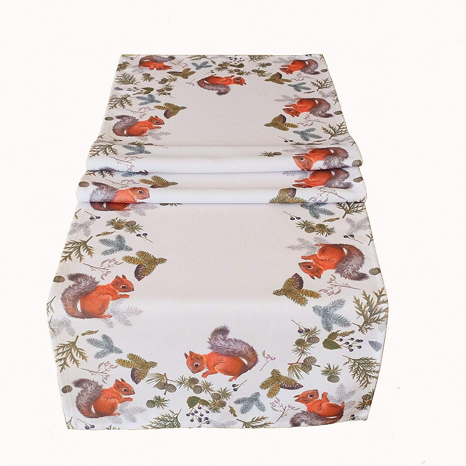 Raebel Table Runner 40 x 140 cm Autumn Print Squirrel Autumn Decoration Easy Care