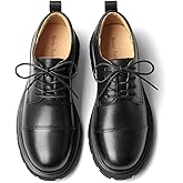 BEAU TODAY Womens Oxford Shoes,Leather Lace-Up Oxfords for Women,Formal Chunky Comfortable Brethable Round Toe Non Slip Business Work Casual Office Dress Shoes