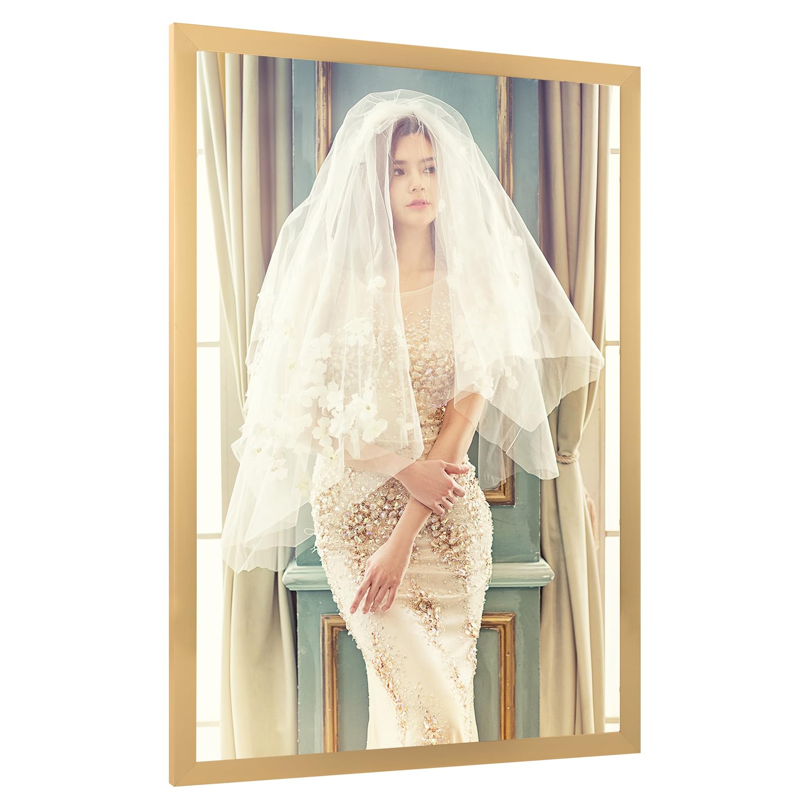 Photo 1 of 20x28 Frame Gold, Modern 28x20 Picture Poster Frame, Horizontal Vertical Hanging, Ornate 20 by 28 Gallery Family Concert Portrait Photo Frame Anniversary/Birthday/Wedding/Thank you/Christmas Gift
