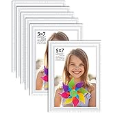 Langdon House 5x7 Picture Frames (White, 6 Pack), Contemporary Frame Set, Wall Mount or Table Top, Prosperity Collection