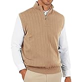 Runcati Mens Quarter Zip Sweater Vest Stand Collar Sleeveless Pullover Sweaters Slim Fit Knitted Golf Vest