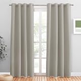 PONY DANCE Natural Thermal Insulated Eyelet Curtains 52x84 2 Panels