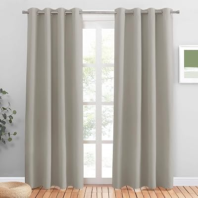 PONY DANCE Natural Thermal Insulated Eyelet Curtains 52x84 2 Panels