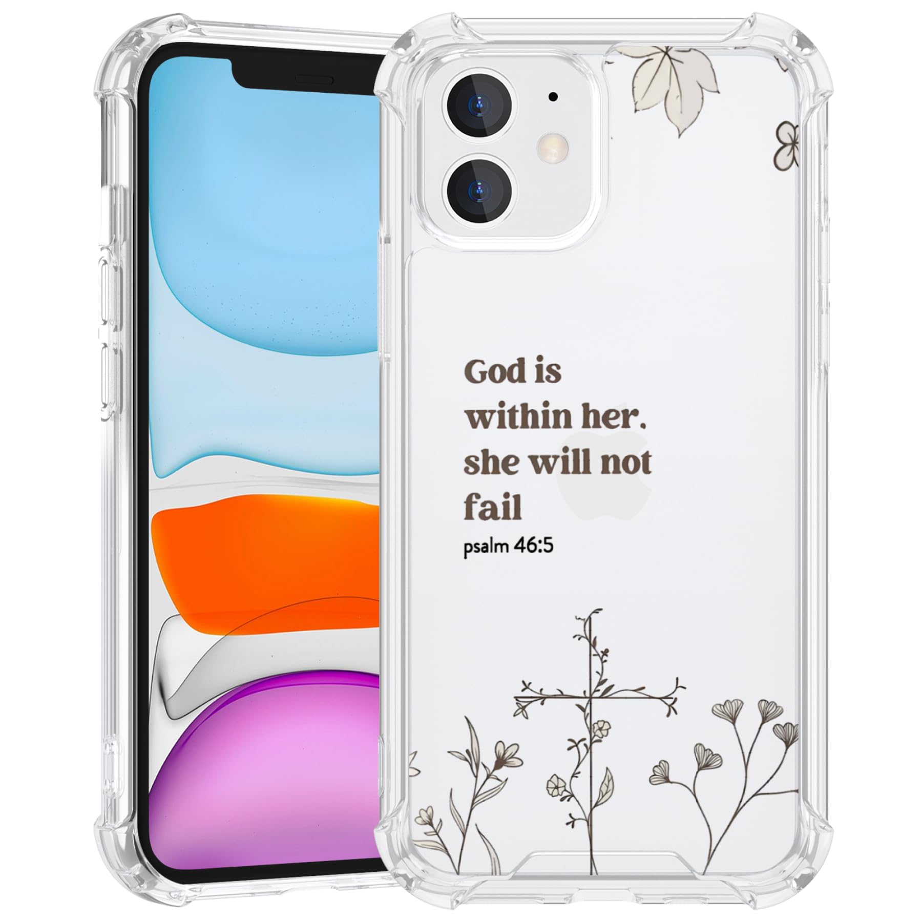 Axulimin [God is Within Her She Will Not Fail Psalm] Bible Christian Women Clear Phone Case for iPhone 11 (6.1")